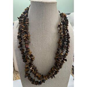Multi Strand Genuine Tiger Eye Necklace -- 18"